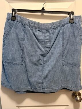 Lands' End Light Blue Denim Skort with Elastic Waist